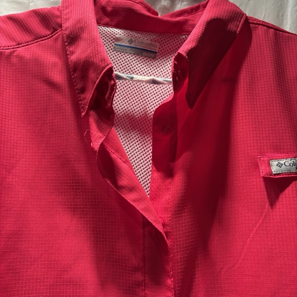 Columbia PFG Women's Shirt Hot Pink Short Sleeve Snap Close Omni Shade Pockets - Picture 4 of 16